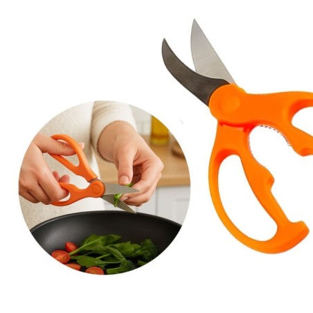 Tesoura De Cozinha Em Inox Multiuso Cabo Laranja 8,5"