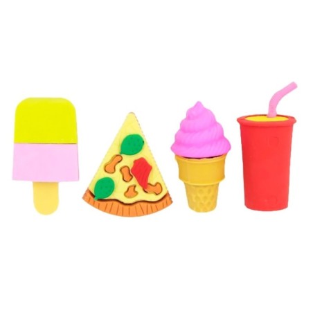 Kit Borracha Escolar Divertida Food 4 Unidades
