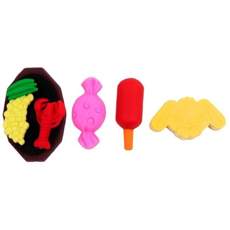 Kit Borracha Escolar Divertida Food 4 Unidades
