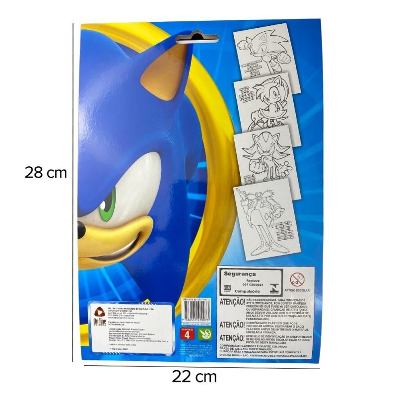 Desenhos De Colorir Sonic The Hedgehog Com Adesivos E Lápis De Cor