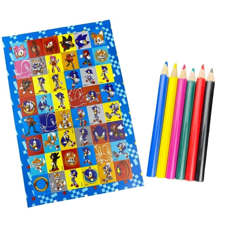 Desenhos De Colorir Sonic The Hedgehog Com Adesivos E Lápis De Cor