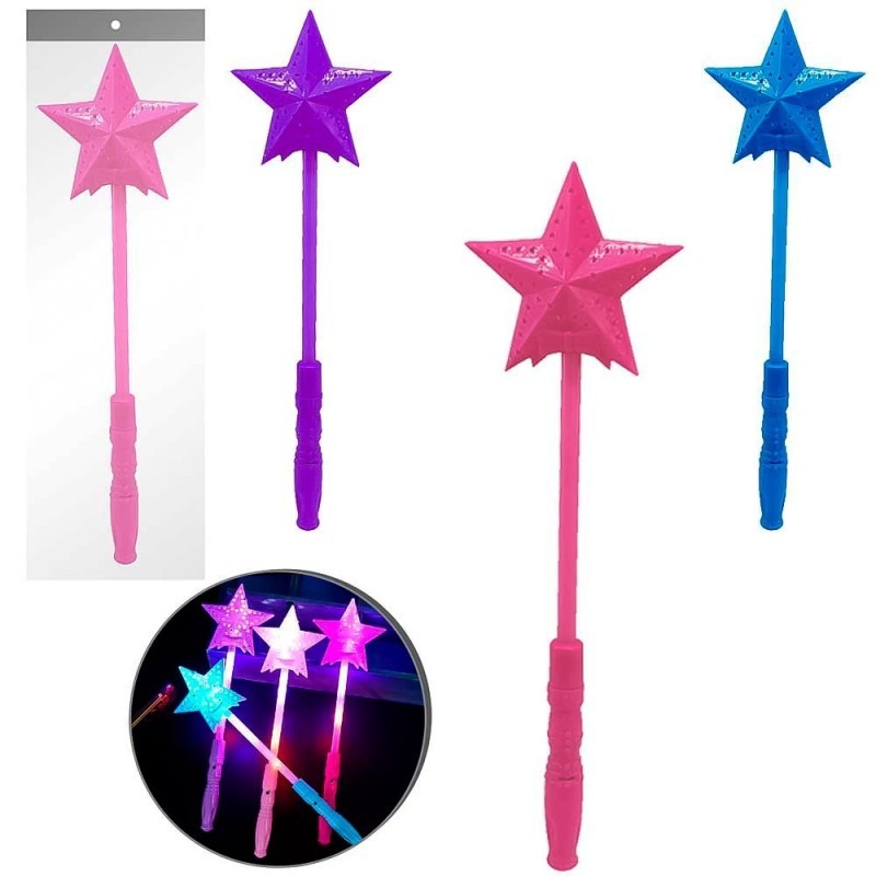 Brinquedo Varinha Mágica Estrela Com Luz 35cm Infantil