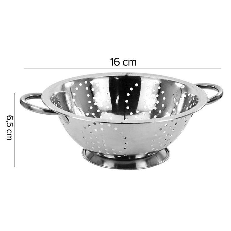 Escorredor De Macarrão Massas 16cm Em Inox Com Alças