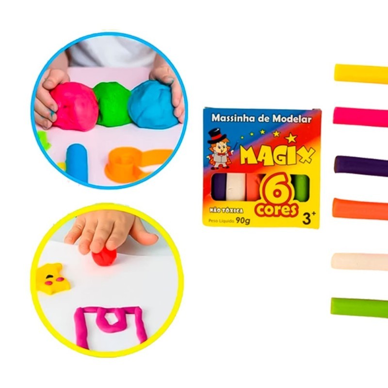 Kit Massinha De Modelar 6 Cores 90g Infantil