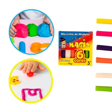 Kit Massinha De Modelar 6 Cores 90g Infantil