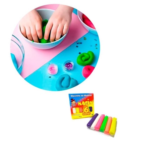 Kit Massinha De Modelar 6 Cores 90g Infantil