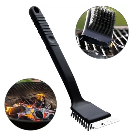 Escova De Aço Limpa Grelha 18" Com Raspador