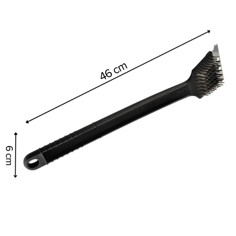 Escova De Aço Limpa Grelha 18" Com Raspador