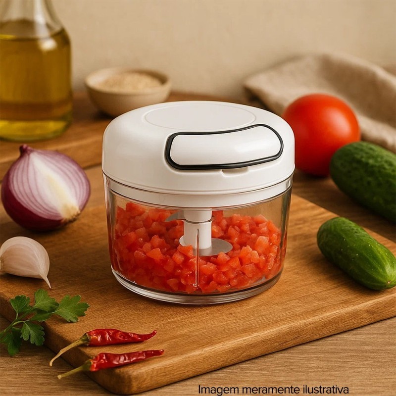 Mini Processador Manual Para Temperos E Vegetais 200ml