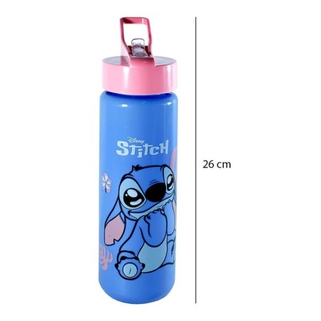 Garrafa Squeeze De Plástico Stitch 700ml Com Canudo