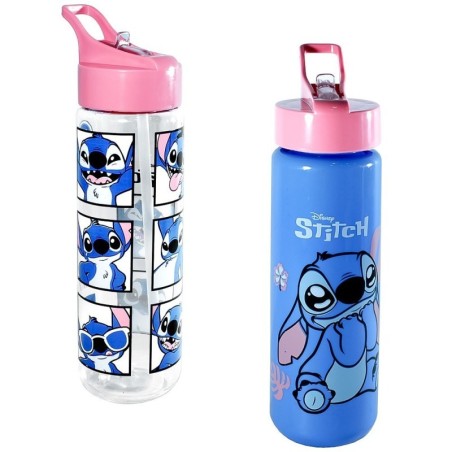 Garrafa Squeeze De Plástico Stitch 700ml Com Canudo