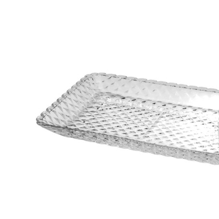 Travessa De Vidro Cristal Transparente Retangular Diamante