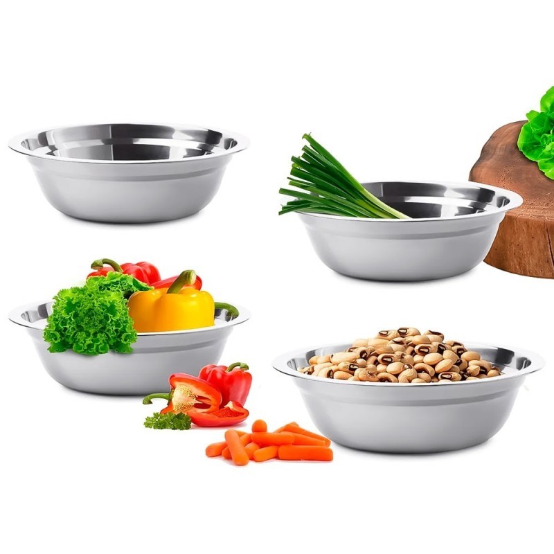 Tigela Cumbuca Redonda Bowl 1 Litro 21cm Em Inox