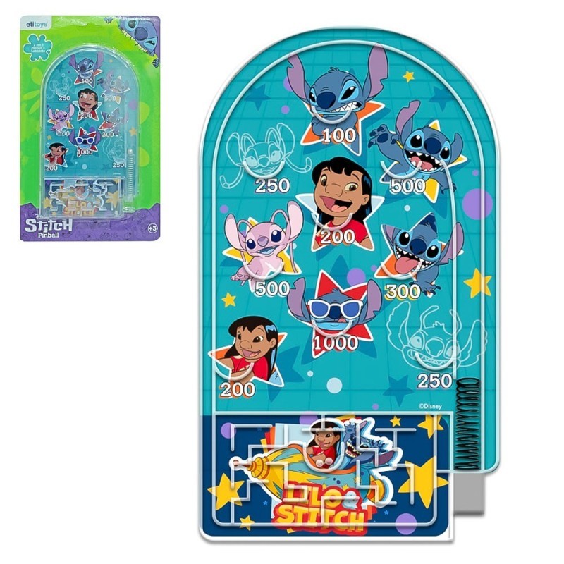 Brinquedo 2 Em 1 Pinball Com Labirinto Stitch Infantil
