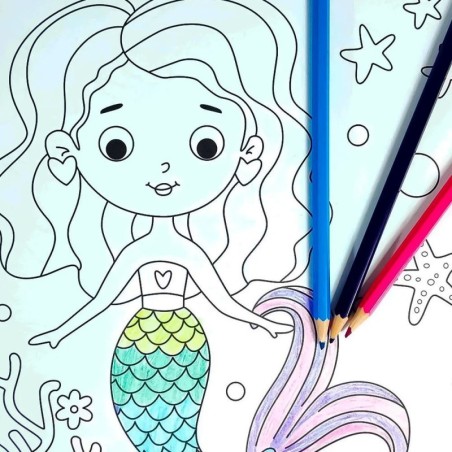 Livro De Colorir Sereia Infantil 28cm Com 100 Adesivos
