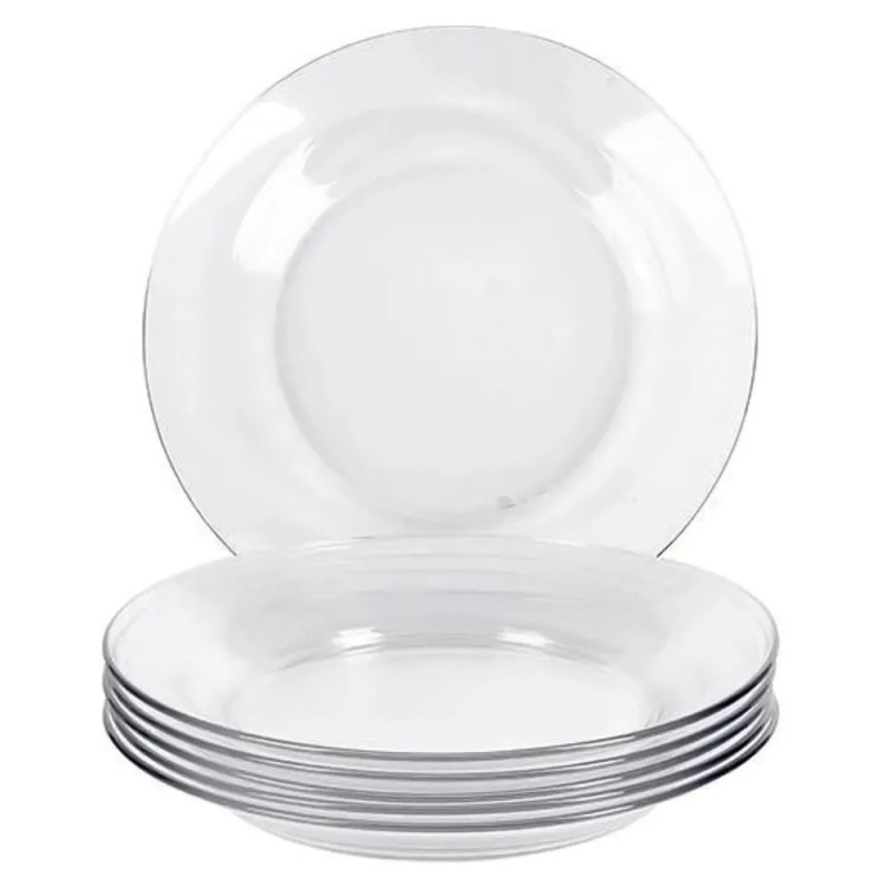 Conjunto 12 Pratos Liso De Vidro Para Sobremesa 18cm