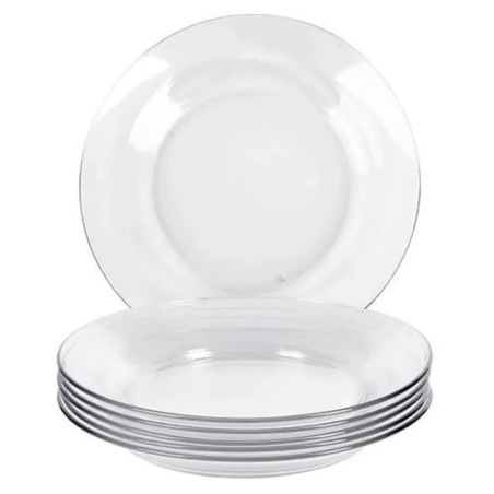 Conjunto 12 Pratos Liso De Vidro Para Sobremesa 18cm