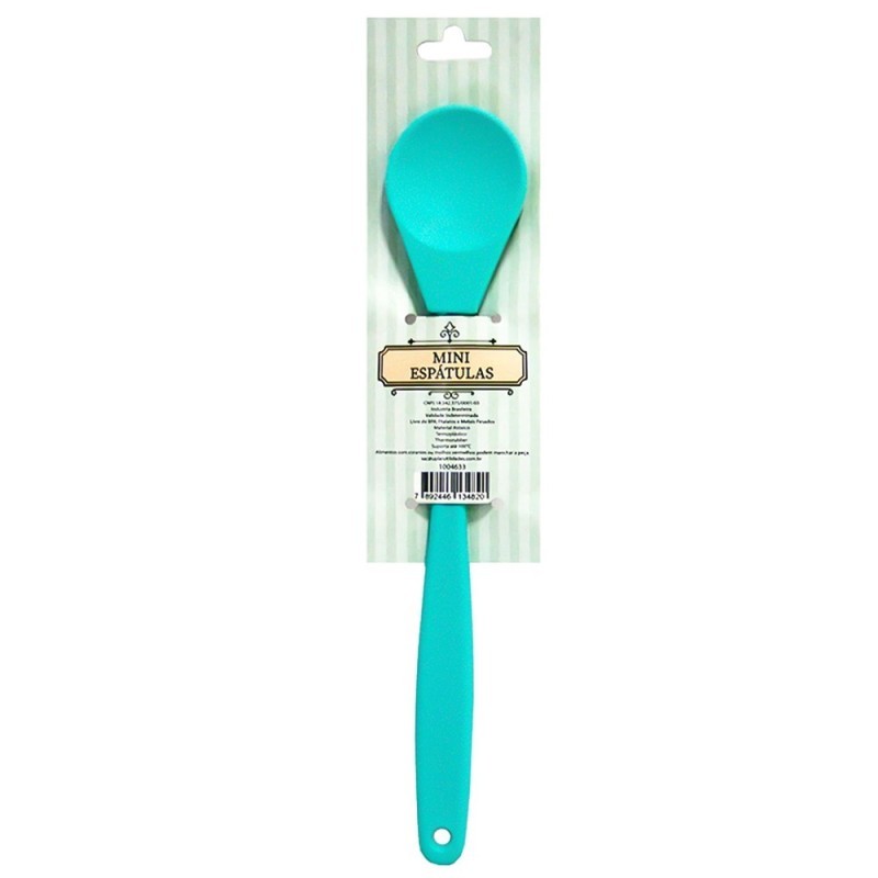 Mini Espátula Colher De Silicone Lollipop Verde 21cm x 4cm