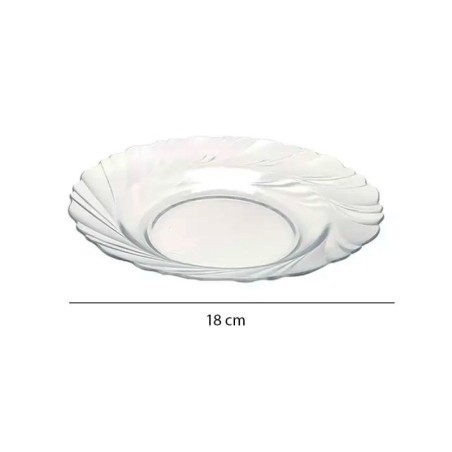 Conjunto 12 Pratos De Sobremesa Cristal Ondulado De Vidro 18cm