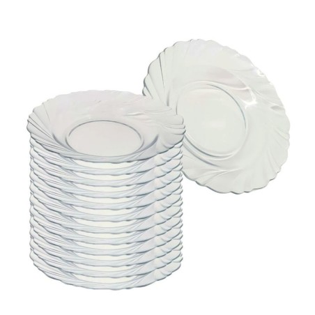 Conjunto 12 Pratos De Sobremesa Cristal Ondulado De Vidro 18cm