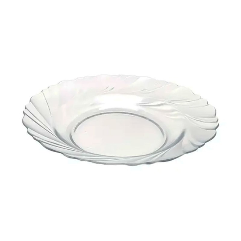 Conjunto 12 Pratos De Sobremesa Cristal Ondulado De Vidro 18cm