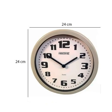 Relógio De Parede Redondo Cinza Analógico Arábico 24cm