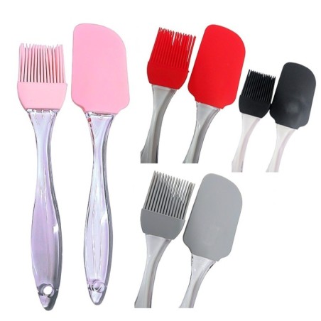 Kit Espátula De Pão Duro E Pincel Culinário De Silicone Cabo