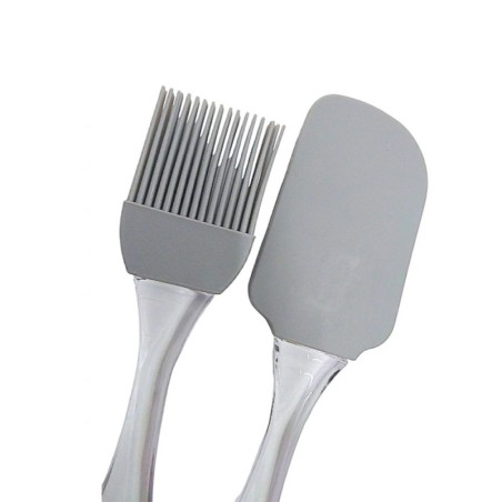 Kit Espátula De Pão Duro E Pincel Culinário De Silicone Cabo