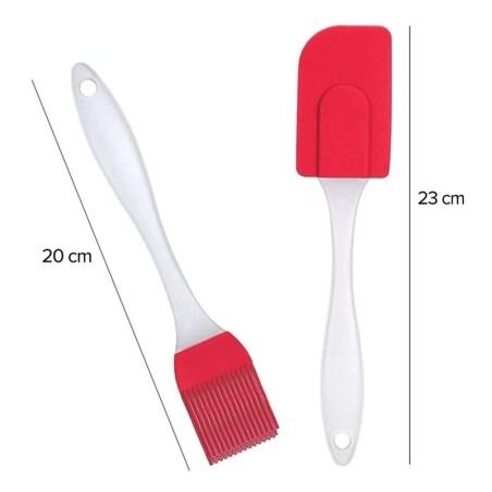 Kit Espátula De Pão Duro E Pincel Culinário De Silicone Cabo