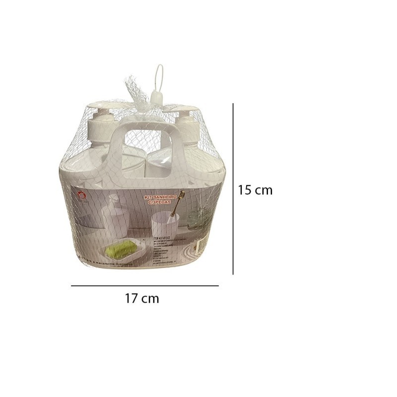 Jogo Para Banheiro 3 Peças Com Cesta E Dispenser De Sabão