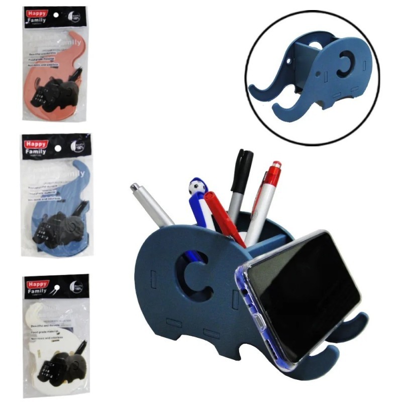 Porta Lápis Com Suporte Para Celular de Plástico Elefante 18cm x 10cm