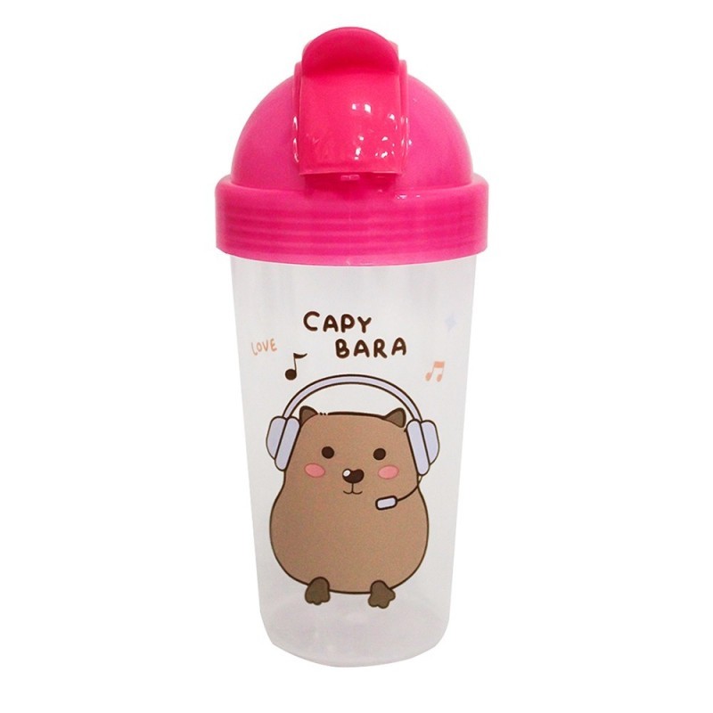 Garrafa Squeeze Capivara Em Plástico Com Canudo 260ml