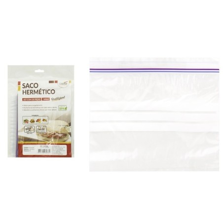 Kit Saco Hermético PVC 500ml Com 20 Peças Reutilizável