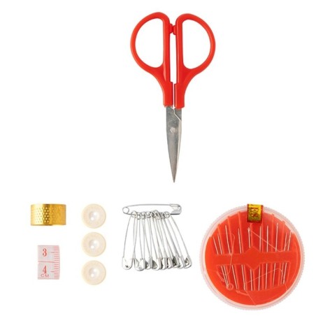 Kit Costura No Estojo Com Linha Tesoura e Botões 25 Pçs