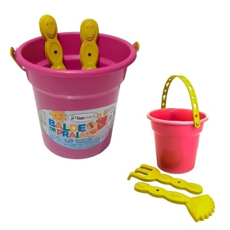 Baldinho De Praia Kit 3 Peças Brinquedo Infantil Com Alça