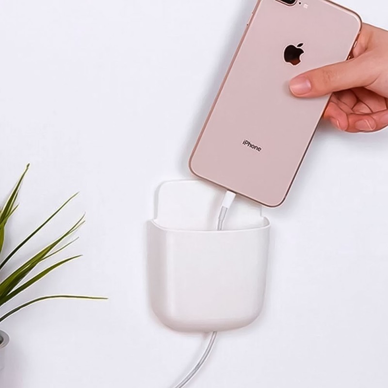 Suporte Para Celular Auto-Adesivo De Parede Plástico Fechado