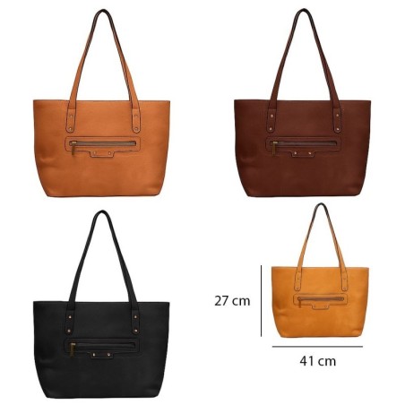 Bolsa De Ombro Feminina Grande Com Zíper Horizontal E Alça Removível
