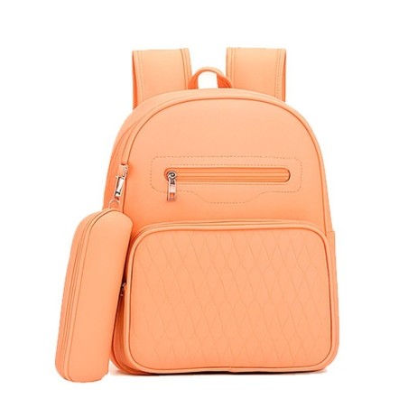 Kit Mochila Média Em Couro Sintético Com Estojo E Quatro Bolsos