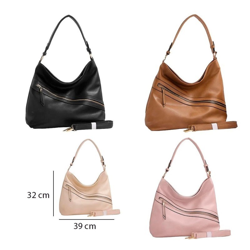 Bolsa Grande De Ombro Com Zíper Transversal