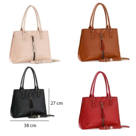 Bolsa Feminina De Ombro Transversal Com Dois Bolsos Enfeite Zíper