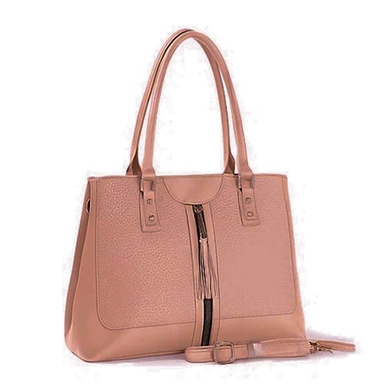 Bolsa Feminina De Ombro Transversal Com Dois Bolsos Enfeite Zíper