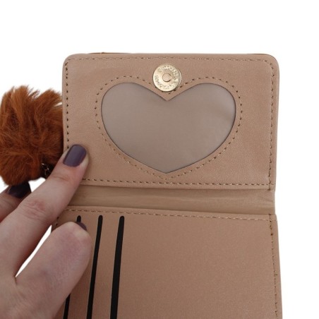 Carteira Feminina Pequena Com Pompom E Detalhes