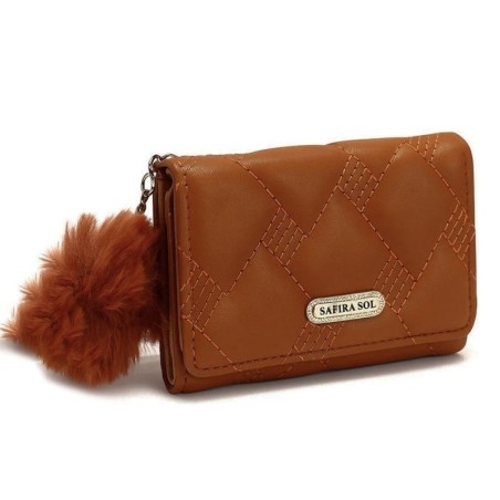 Carteira Feminina Pequena Com Pompom E Detalhes