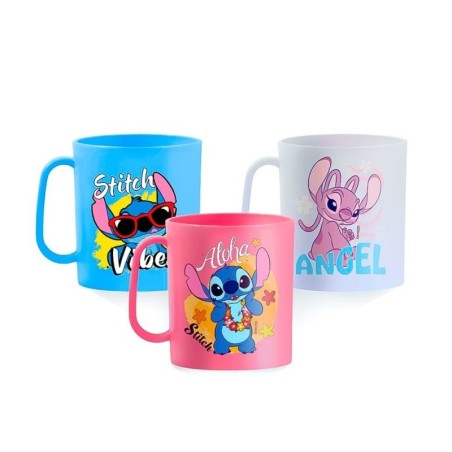 Caneca De Plástico Stitch Angel Colorida 400ml
