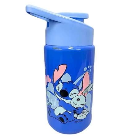 Garrafa Stitch Colorida Com Tampa Abre E Fecha 500ml
