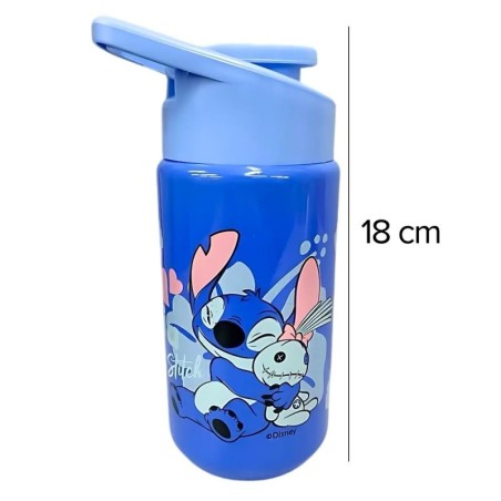 Garrafa Stitch Colorida Com Tampa Abre E Fecha 500ml
