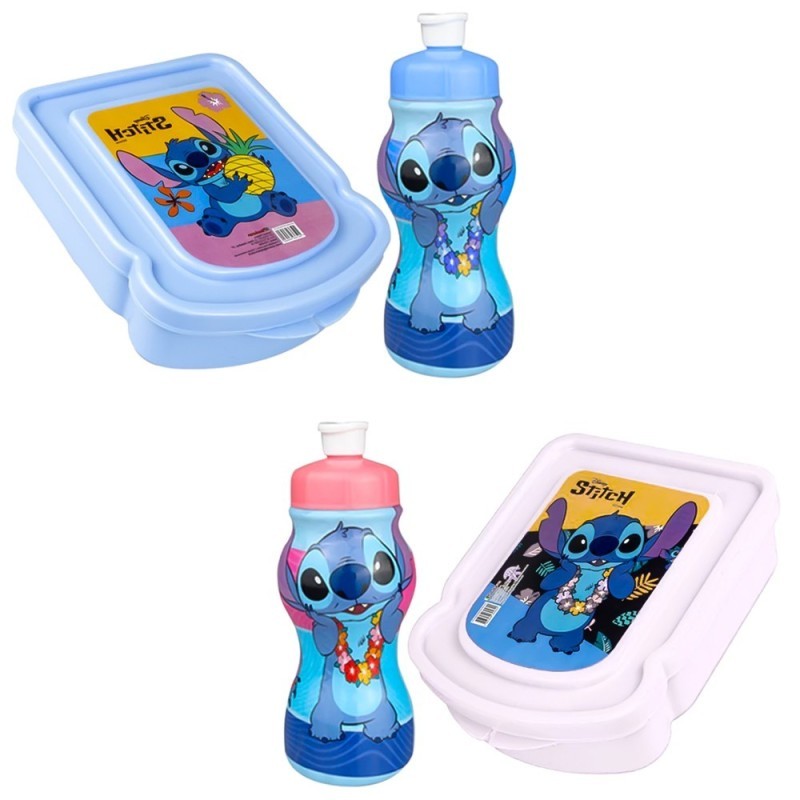 Kit Recreio Stitch Lancheira E Garrafinha 250ml