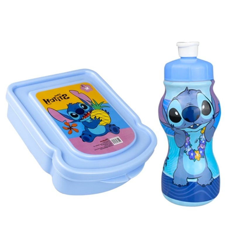 Kit Recreio Stitch Lancheira E Garrafinha 250ml