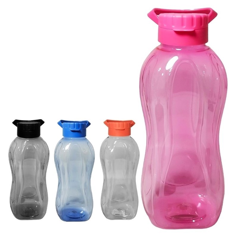 Garrafa Squeeze Retangular Translúcida 1,5L Alça Colorida