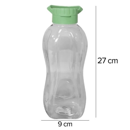 Garrafa Squeeze Retangular Translúcida 1,5L Alça Colorida